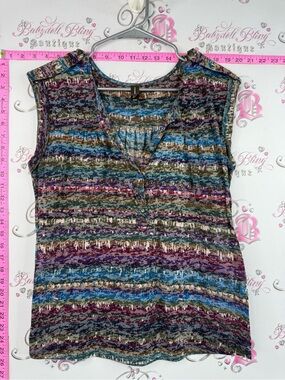 Denver Hayes Multicolor Striped Sleeveless V-Neck Top